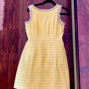 Badgley Mischka yellow v back mini dress